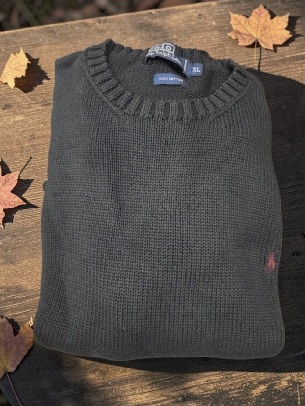 Men's Ralph Lauren 100% Cotton Black Crewneck Sweater - XL